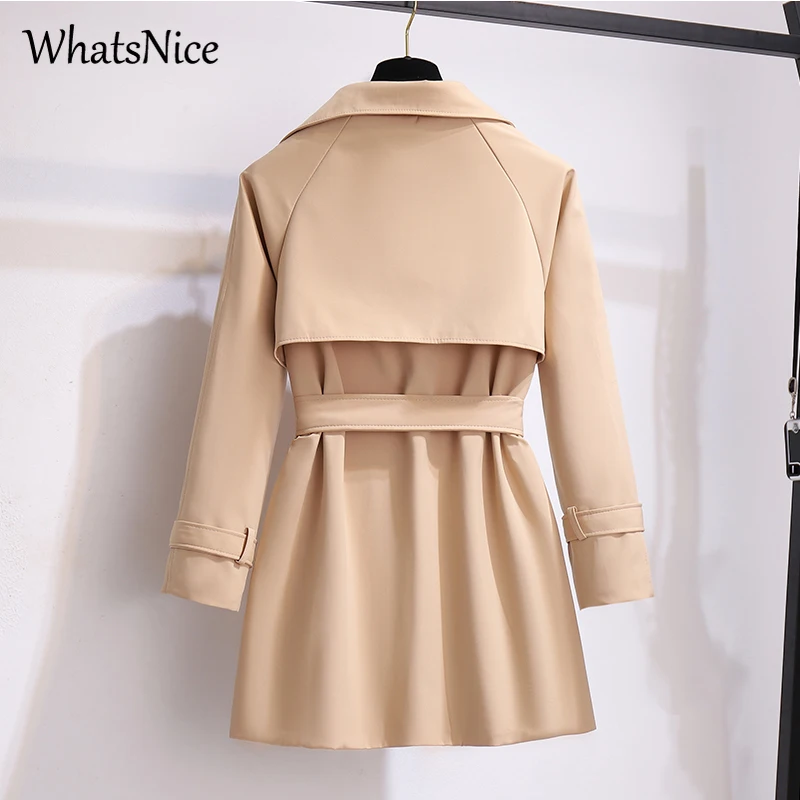 Korean Double Breasted with Belt Chic Female Trench Coat for Women New Fashion Office Ladies Loose Outwear Designer Windbreaker