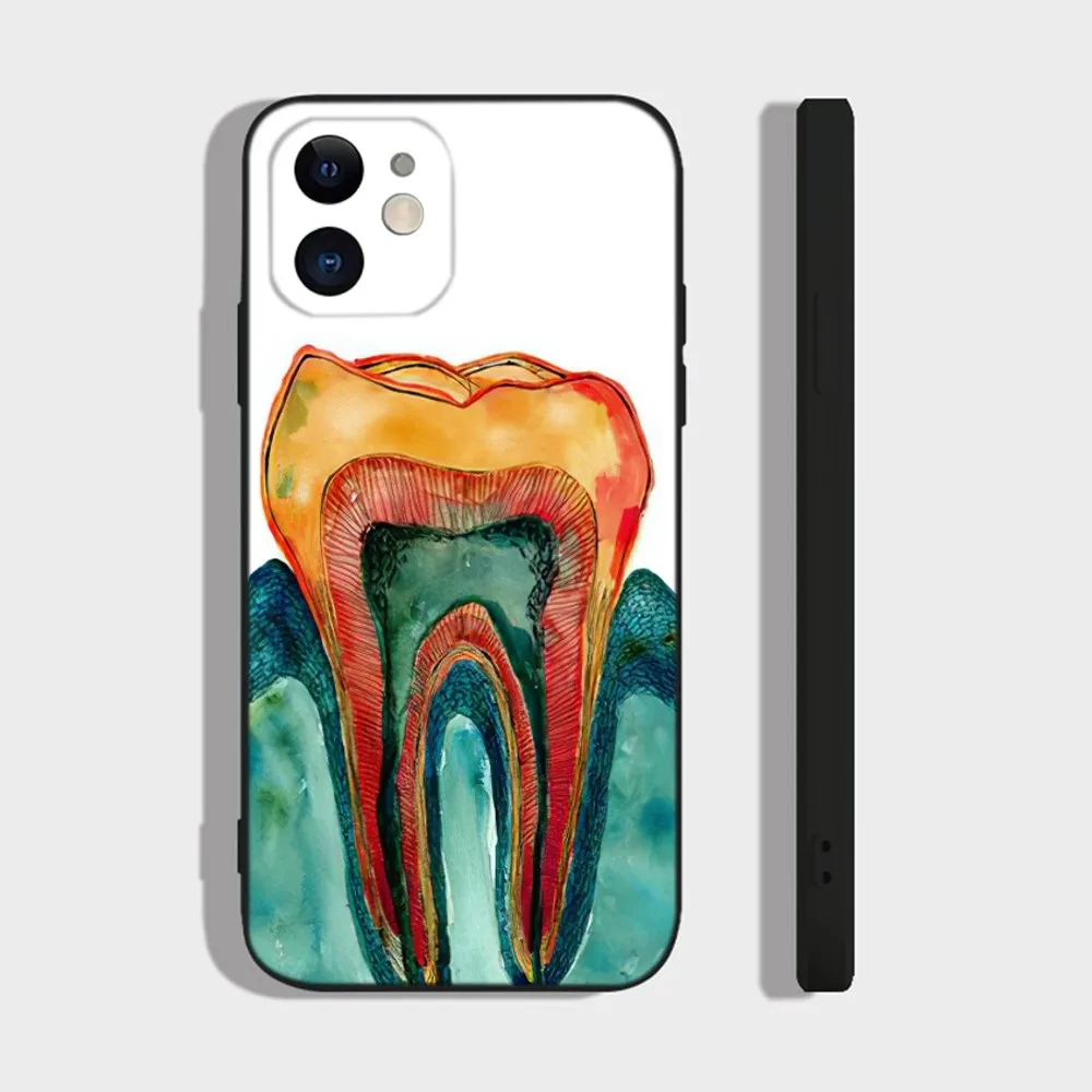 Dentist Tooth Phone Case For iPhone 16,15,14,13,12,11 Plus,Pro,Max,XR,XS,X,7,8 Plus,SE,Mini Silicone Soft