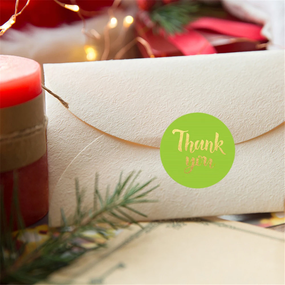 500Pcs/Roll 1.5Inch 감사합니다 스티커 인감 레이블 선물 포장 스티커 결혼식 생일 파티 장식 편지지 스티커