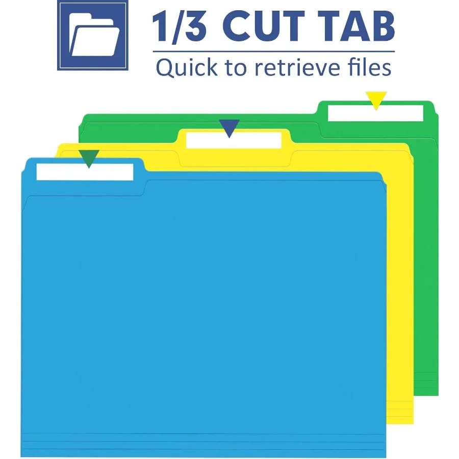 مجلد ملفات PANDRI 270 حزمة مجلد ملفات ملون 1/3 علامات تبويب مقطوعة حجم الرسالة متنوعة 6 ألوان مجلد حفظ الملفات لمكتب المدرسة Busi