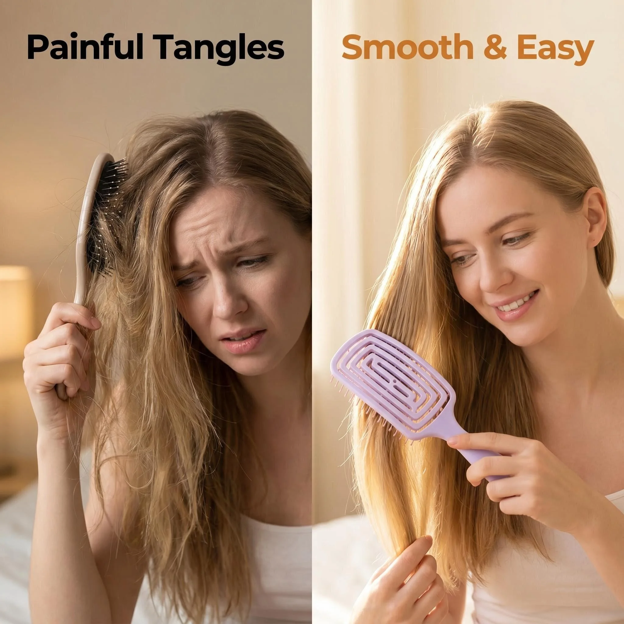 Large Curved Comb, Scalp Massage Comb - Hollow Design, Suitable for Women with Long Hair - Increased Air Cushion and Hollow Design, Ergonomic Handle, Travel-Friendly Hairbrush
