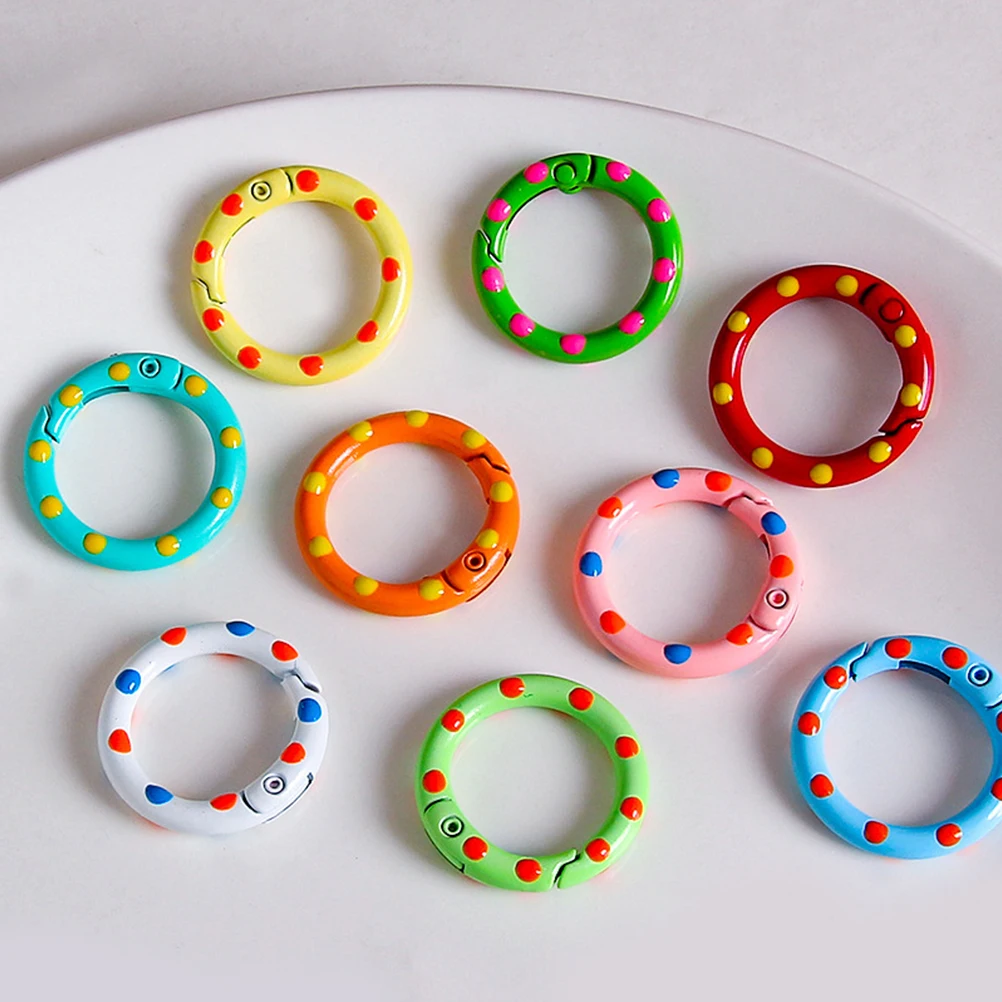 10 Pcs Buckle Clasps Metal Rings for Crafts Metal Spring Buckle Round Snap Binding Supplies Sturdy Fade Resistant Key Ring