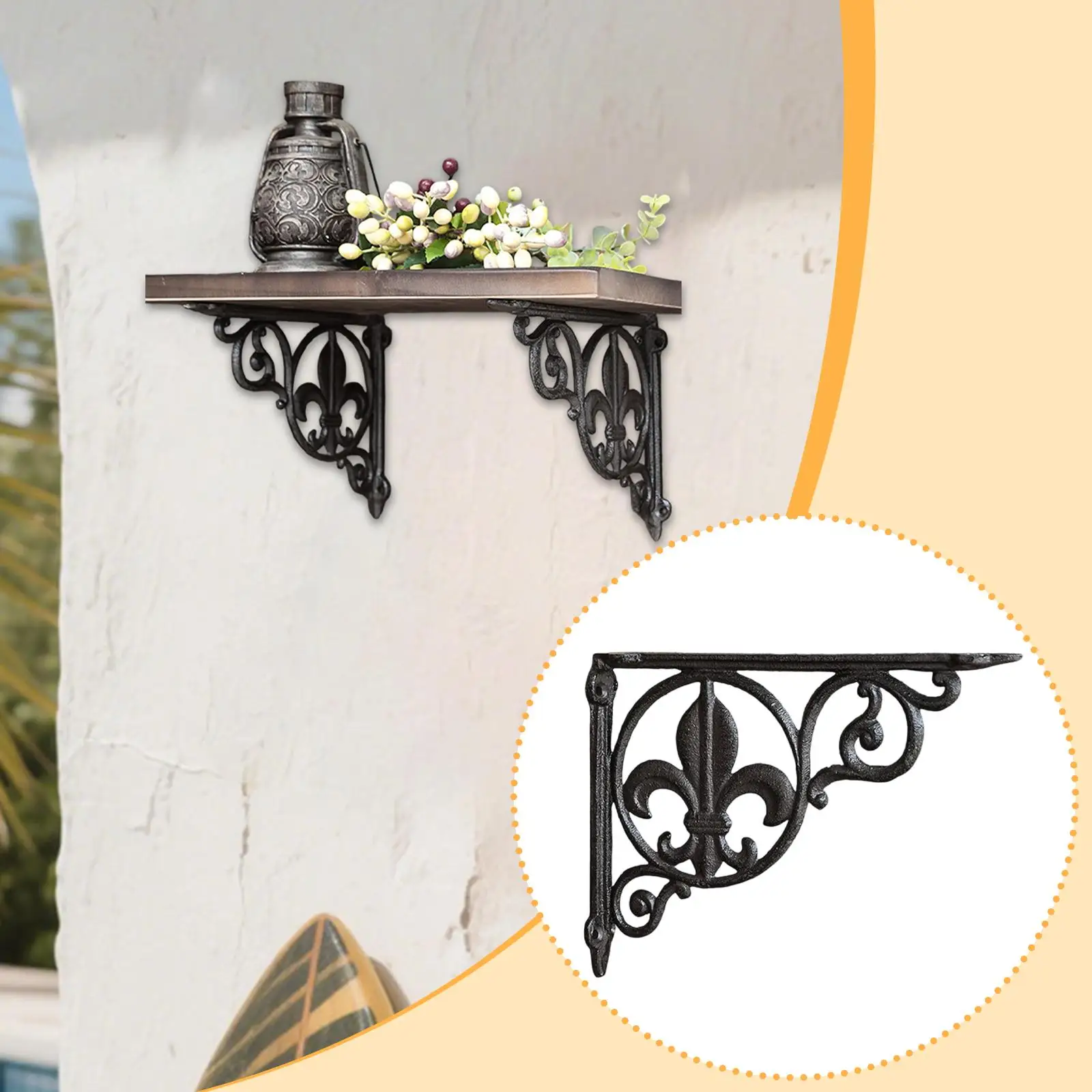 Suporte de prateleira decorativo rústico casa sala de estar suporte de prateleiras de montagem na parede