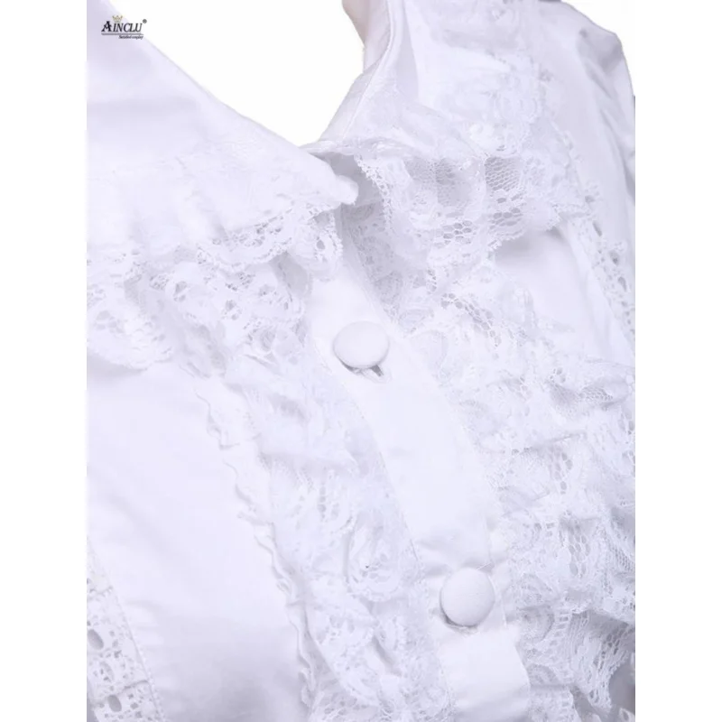 Ainclu cemavin women girls high quality cotton pure white lace sexy Lolita casual party blouse spring/summer free shipping