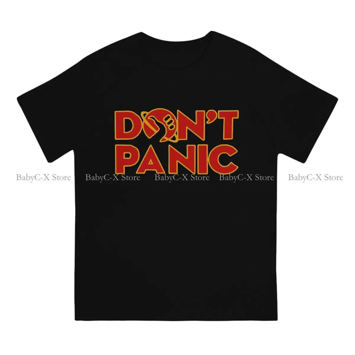 The Hitchhiker's Guide to the Galaxy Polyester TShirts Don't Panic Distinctive Men's T Shirt Hipster Clothing 6XL