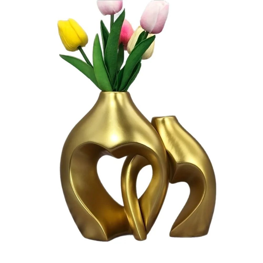 

Flower Arrangement Bottle Resin Heart Vase Modern Exquisite Hydroponic Flower Holder Removable Creative Flower Utensils Hotel