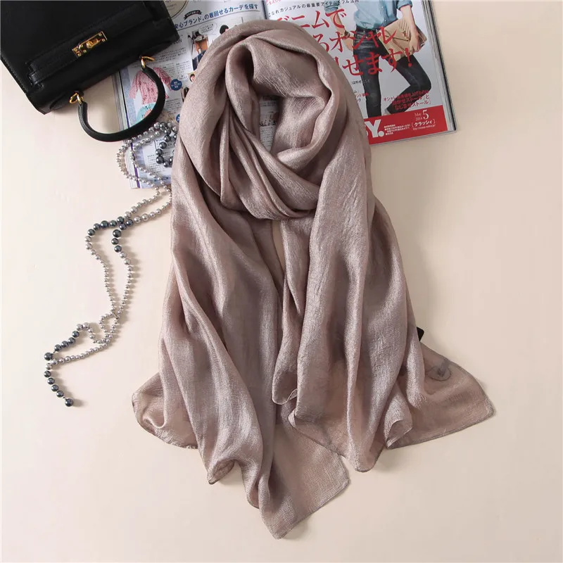 2023 luxus Marke Frauen Mode Schal Plain Solide Seide Leinen Schals Schals Sommer Dame Bandanas Pashmina Foulard Hijab 180*90 cm – Detail 5