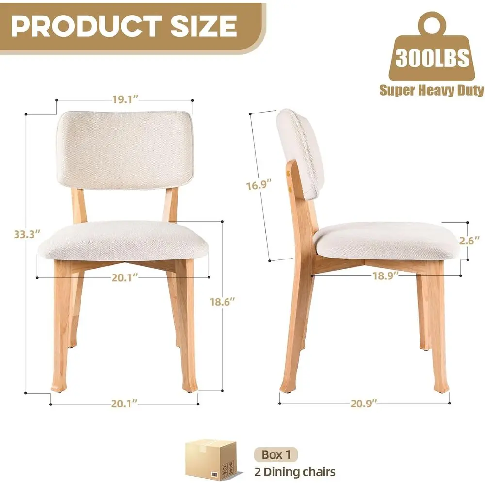 Set of 2 Modern Century Dining Chairs with Fabric Upholstery and Curved Backrests, Suitable for Dining Rooms and Cafes, 300lbs C