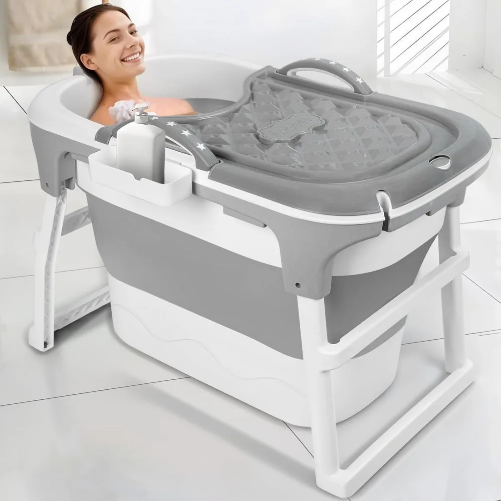 

Portable Bathtub, 39 inch Portable Folding Bathtub for Adult, Portable Soaking Bath Tub with Ergonomic Seat & Massage Roller,