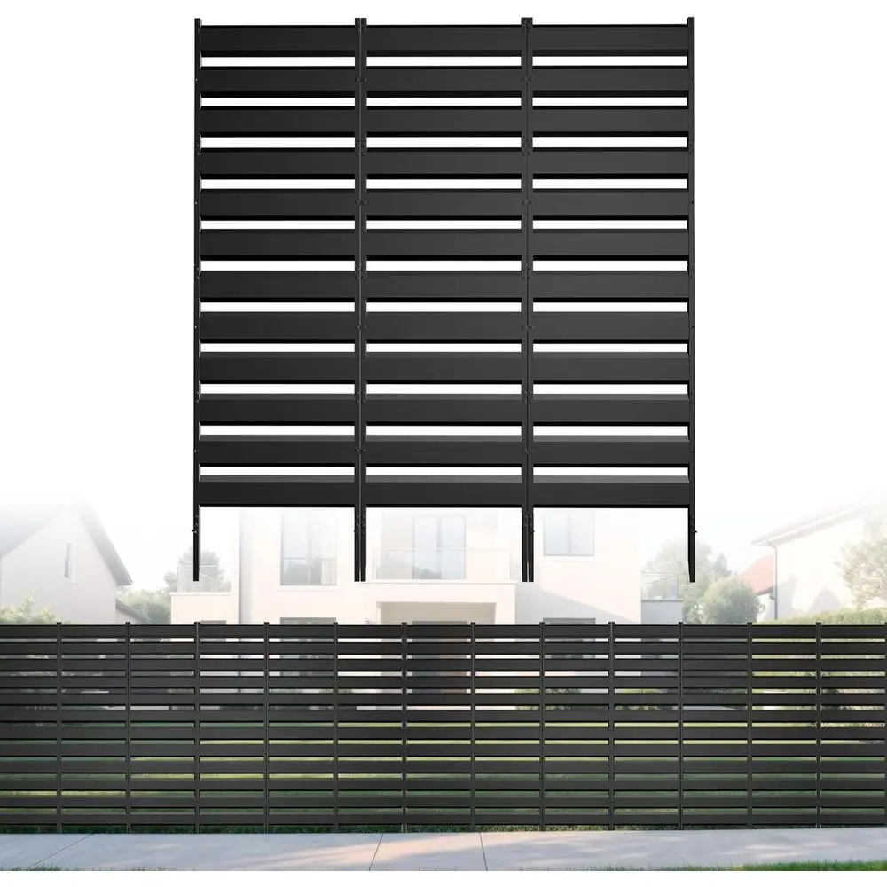 

48 High x 45 Wide Outdoor Air Conditioner Privacy Fence for Trash Cans, Pool Equipment, and Backyard Enclosures (Black)