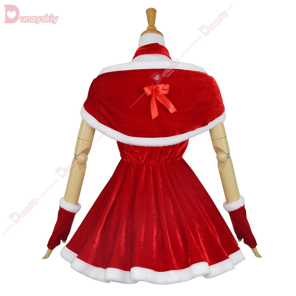 Boże Narodzenie Kobieta Święty Mikołaj Seria Kostium Xmas Party Śnieg Łoś Dziewczyna Czerwona Sukienka Płaszcz Sznur Uniform Seksowna Piżama Cosplay