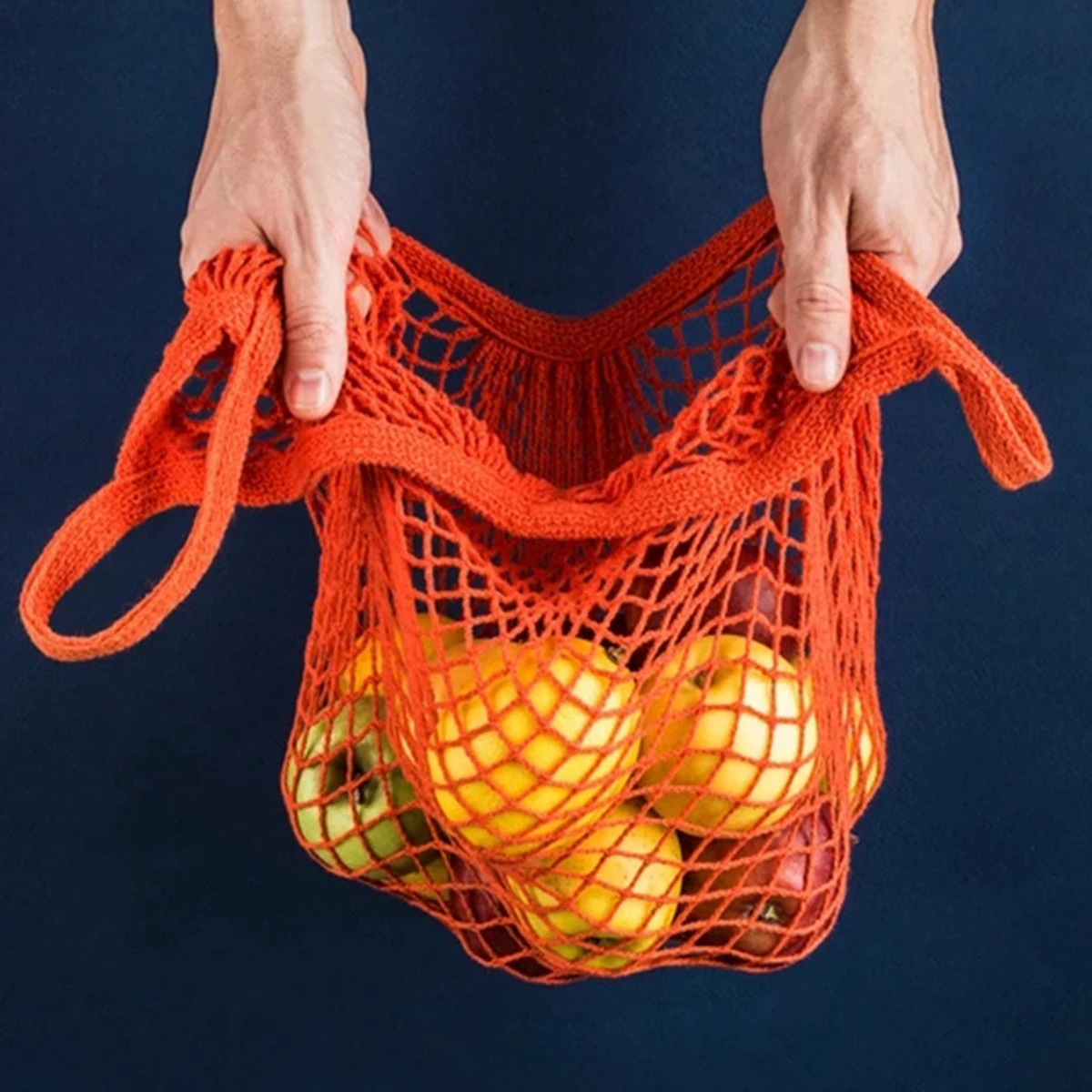 Portable Reusable Grocery Bags for Fruit Vegetable Bag Cotton Mesh String Organizer Handbag Short Handle Net Shopping Bags Tote