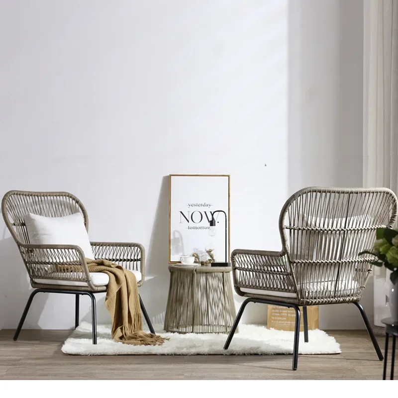 2026 Living room 2 chairs and 1 table Combination of tea table rattan garden sets