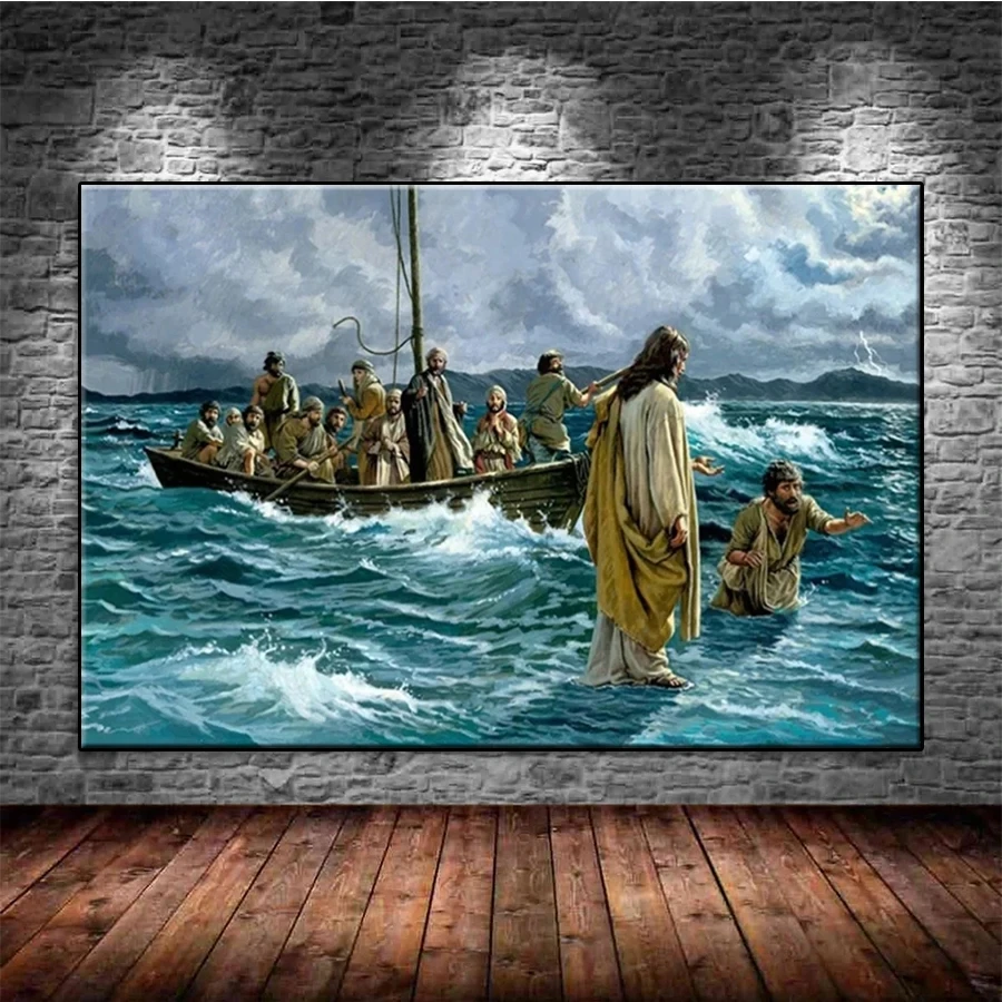 Diamond Painting Religion: Christ Jesus Walking on Water 5d Cross Stitch Diamond Embroidery Mosaic Gift Home Decor Picture