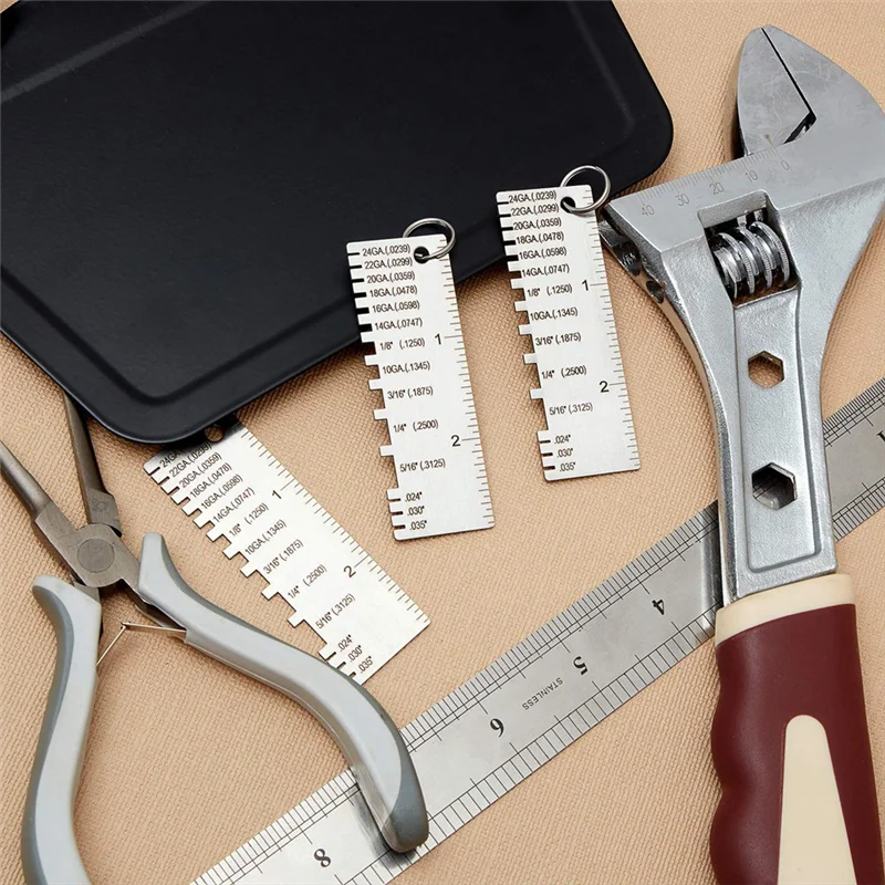 Metal Sheet Thickness Gauge, 3 Pack Stainless Steel Wire Gauge Size Inspection Tool Welding Tool