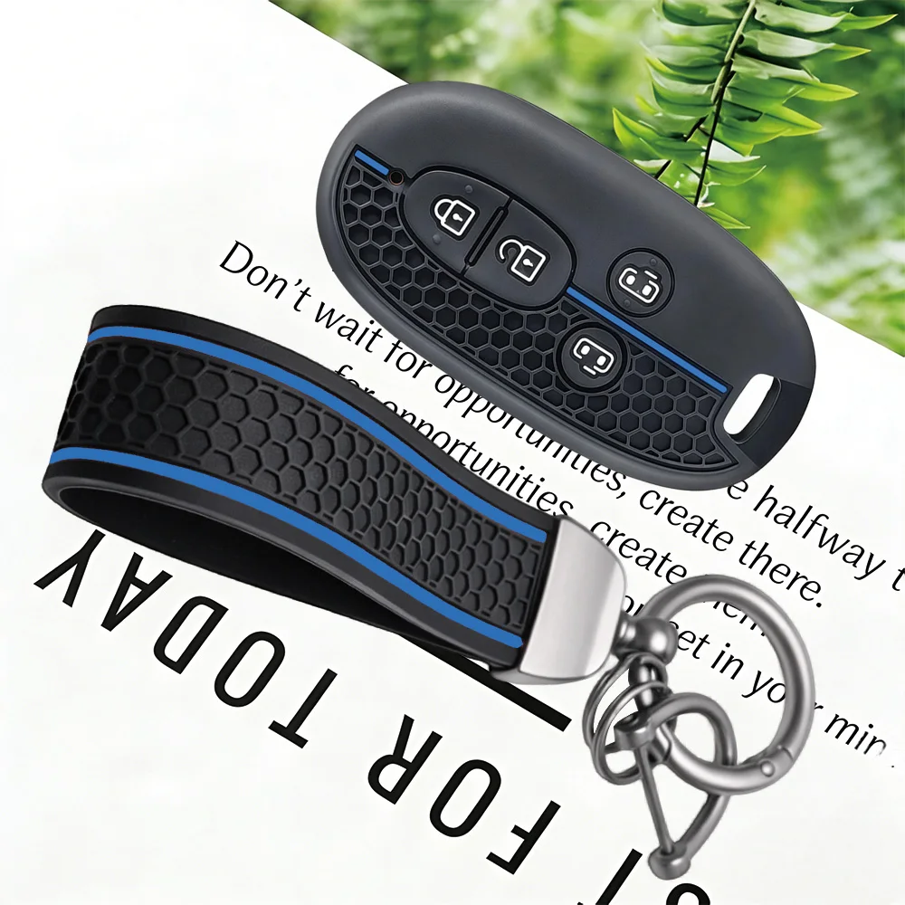 Hex Texture Car Key Case, With Keychain, for Suzuki Wagon R Every Hustler Palette Solio Alto Lapin Spacia 4 Button Key