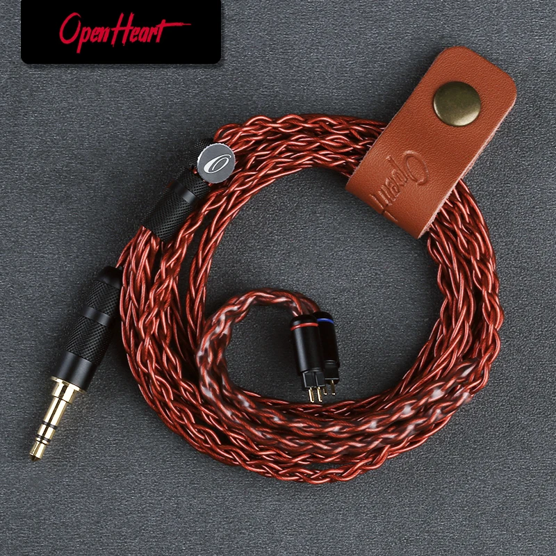 OPENHEART-Cable de auriculares de 8 núcleos, accesorio de color rojo, 2,5/3,5/4,4mm, MMCX/0,78, 2 pines/QDC, cobre plateado, reemplaza el Cable