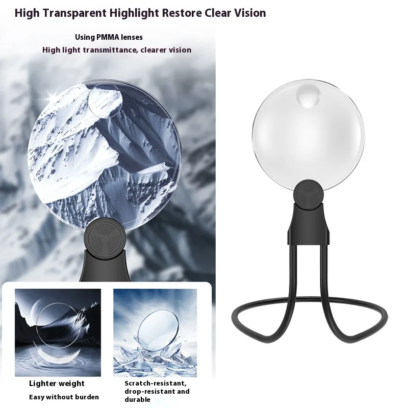 Round Frame 110Mm High-Quality Acrylic Magnifying Glass Hanging Neck for Hands-Free Reading Magnifier