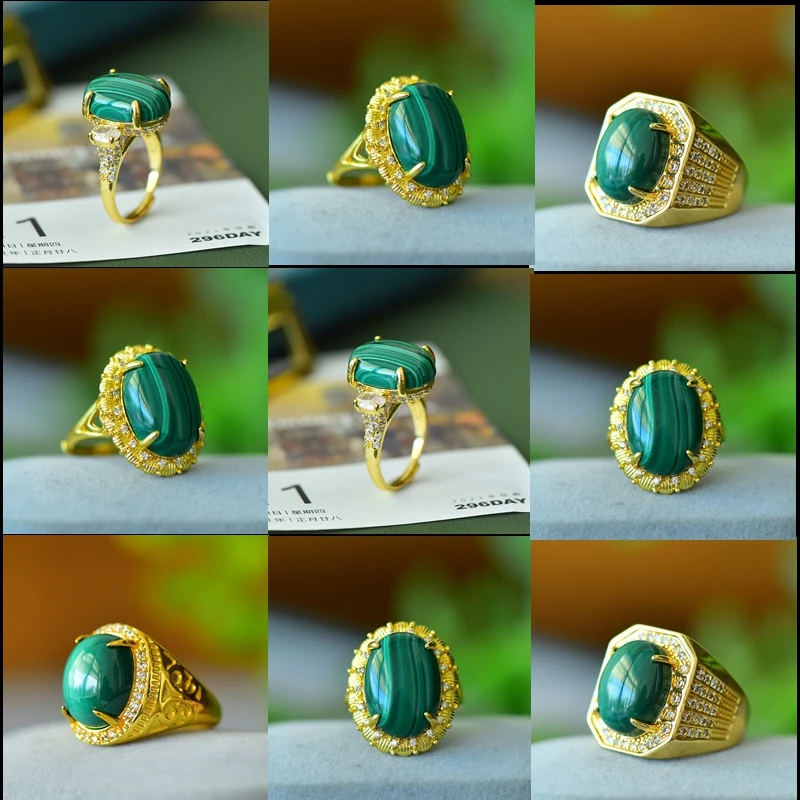 Premium Feeling Inlaid Malachite Ring Fashion Simple Light Luxury Ring