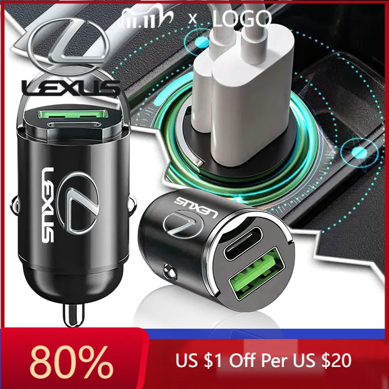 

2026 Hot Interior Stickers 200W Mini Dual Ports USB Car Charger Lighter Fast Charging For Lexus CT200H ES350 GX460 470 IS250 LS4