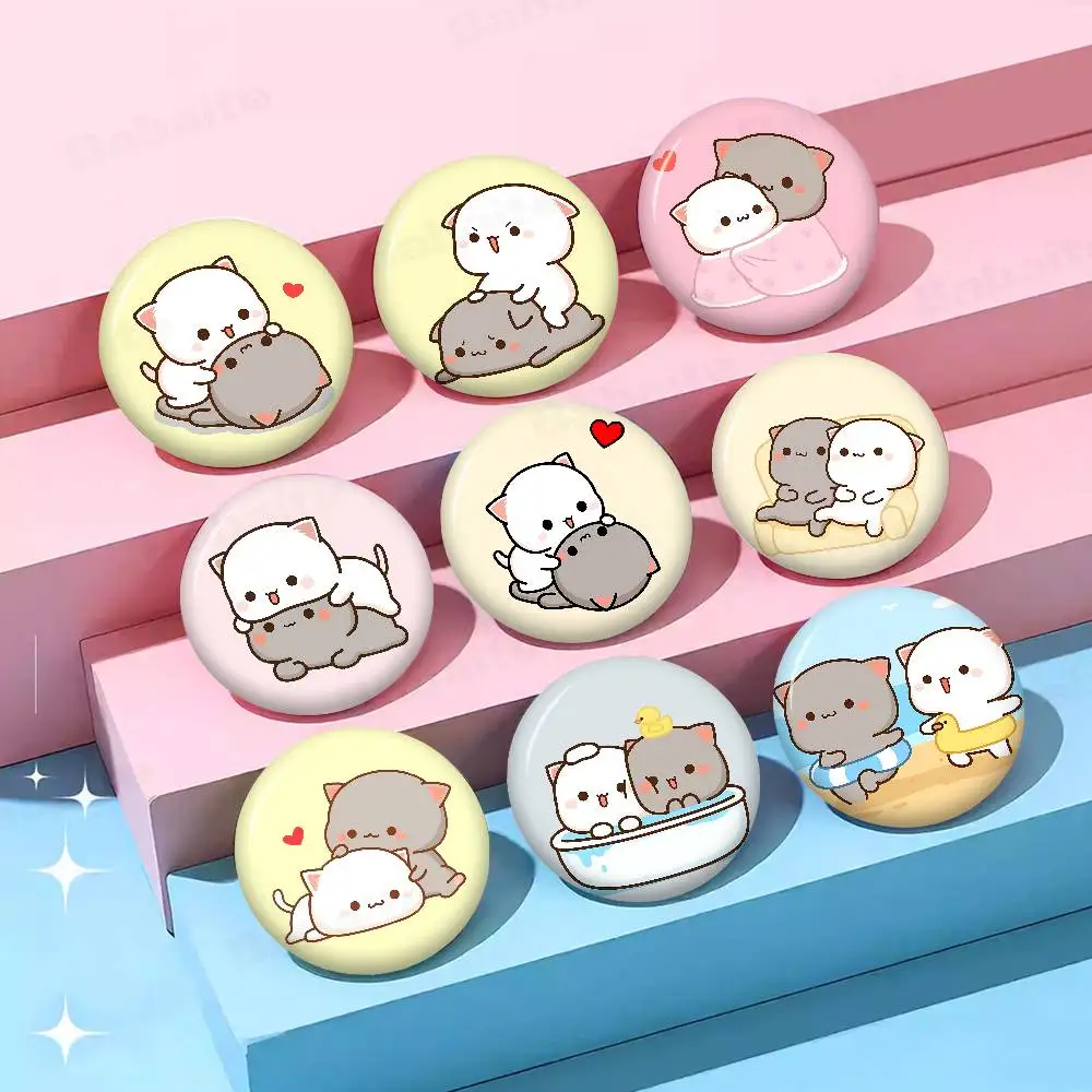 Fluffy Mochi Mochi Cat Anime Brooches Cute Cartoon  Badge Jacket Jeans Lapel Pin Gift Accessorie