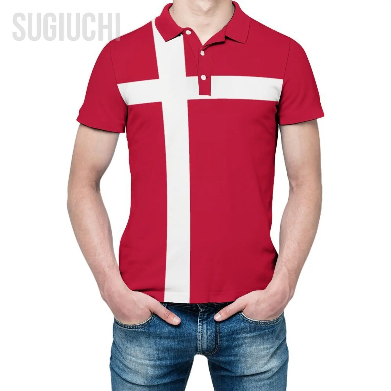 Unisex Polo Shirt Denmark Flag 3D Print Man Polo Fashion Clothing Tracksuits Short Sleeves