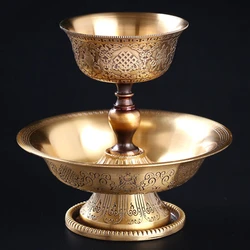 Guardiano buddista che protegge la tazza Dharma artigianale in bronzo goffrato tributo tibetano piatto buddismo regalo per la casa decorativo per interni