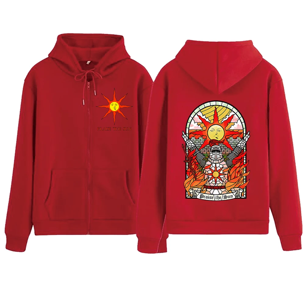 เสื้อฮู้ดมีซิปลาย DARK SOULS prise The sunsun hoodie Harajuku