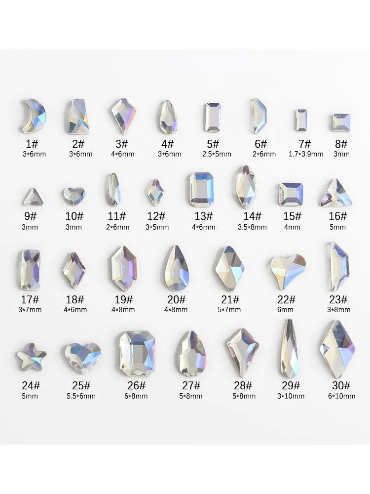 Hurtownia Moonlight multi style Flat Back Nail Rhinestone Specjalne kryształy w kształcie kamieni do zdobienia paznokci 3D Spersonalizowana dekoracja — zdjęcie 2