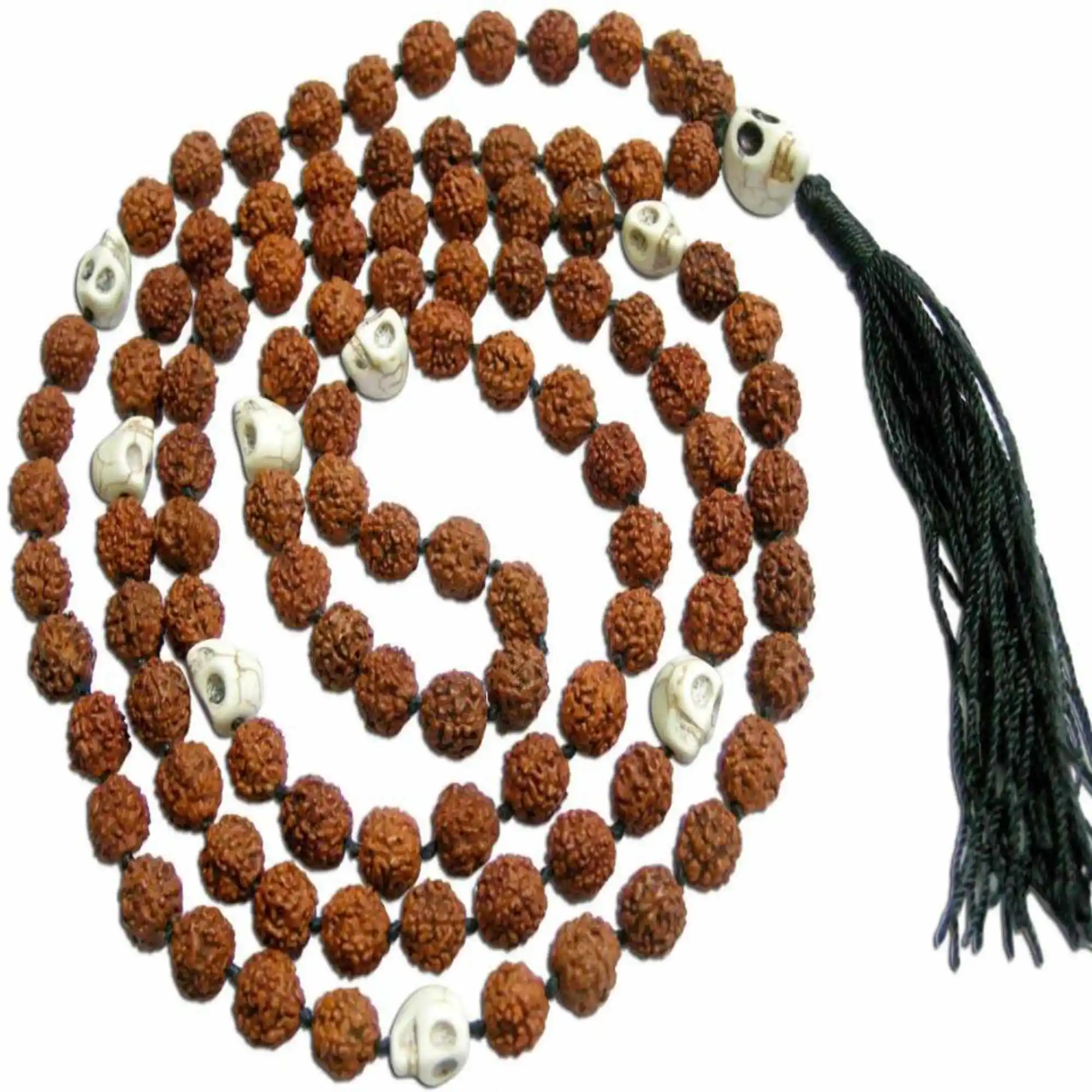 

8mm Natural knot 108 black agate Rudraksha skull bead necklace Jasper Prayer Mala Yoga Mala Bless Spirituality Handcrafted Men