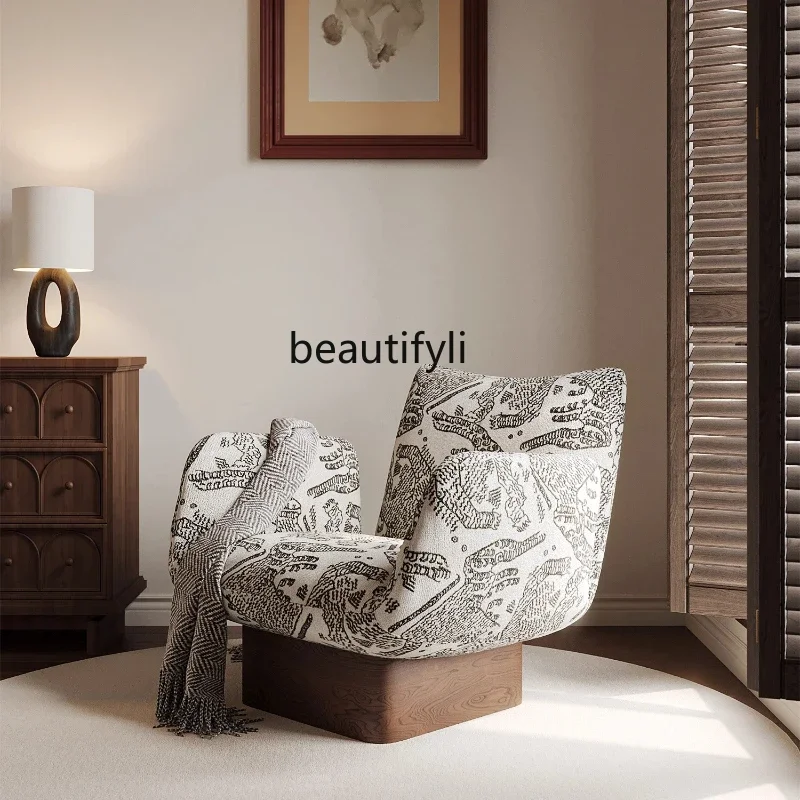 Light luxury designer lamb wool sofa chair Living room Hotel B & B Nordic simple modern fabric leisure chair H