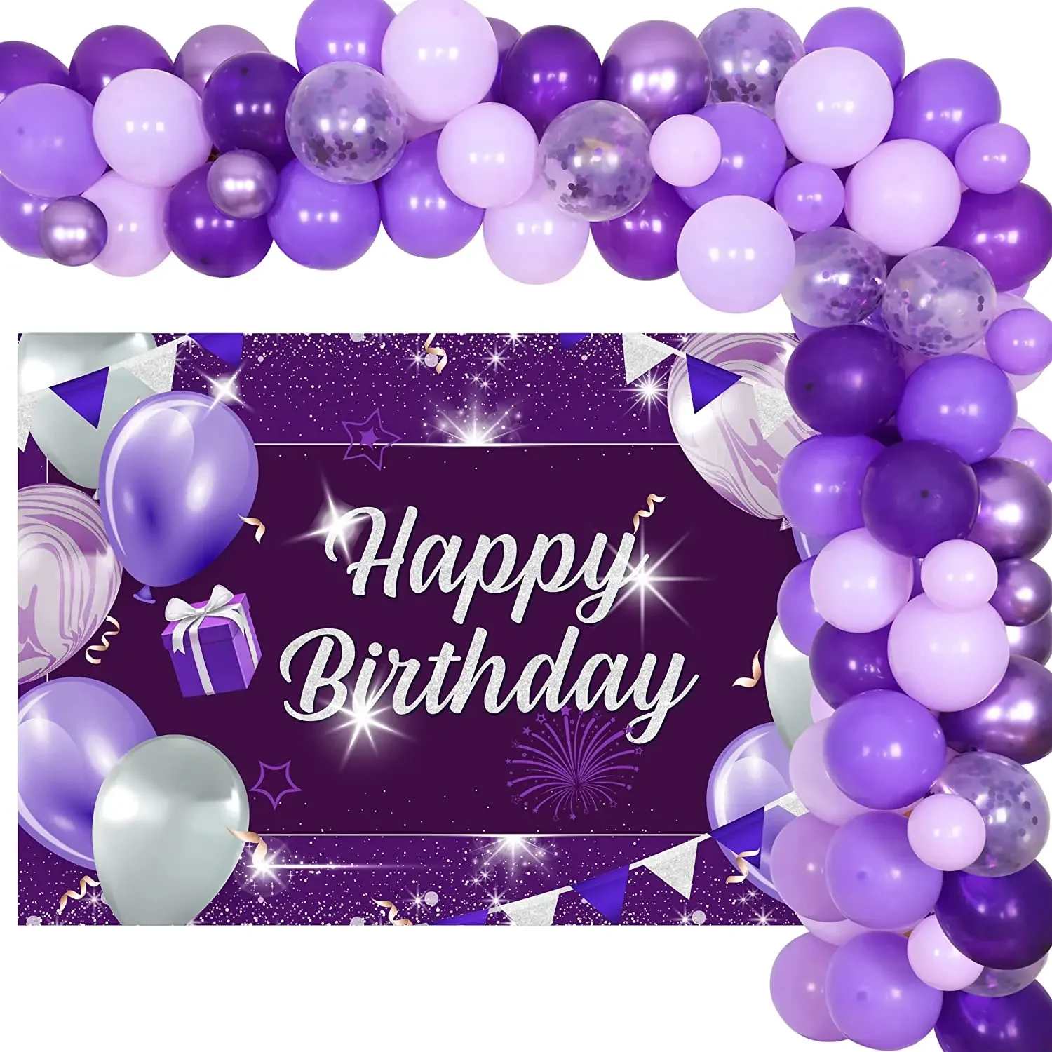 

CHEEREVEAL Purple 10th 13th 16th 18th Birthday Party Decoration Balloon Garland Arch Kit Happy Birthday Backdrop Party Supplies