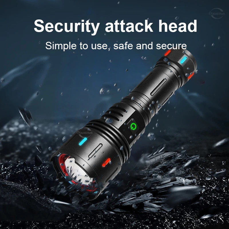 60000000LM Most Powerful LED Flashlight USB Rechargeable Lamp 800W LED Flashlights Super Bright Zoomable Torch Long Shot 4500M