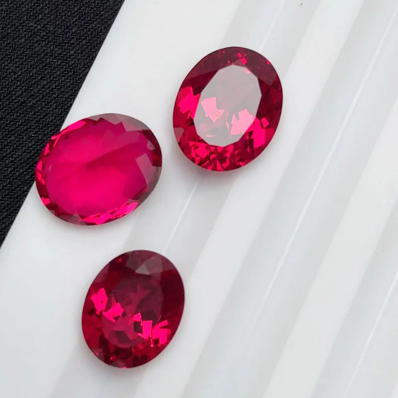 Fluorescent Ruby ​​Under UV Light Blood Red Oval Faceted 13×18mm 16.0ct VVS Loose Gemstone for Jewelry Making Precious Stone