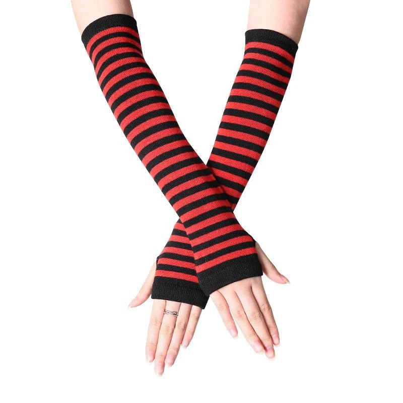 Black Punk Long Fingerless Gloves Cuff For Women Men Outdoor Hip-hop Glove Elbow Mittens Cool Stretch Winter Arm Warmer Mitten