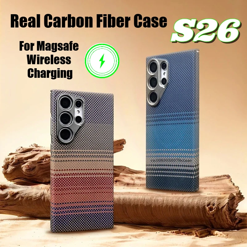 

Роскошный ультратонкий чехол из углеродного волокна для Samsung Galaxy S26 S25 S24 S23 Ultra с поддержкой MagSafe, защитой объектива из сплава и магнитным креплением