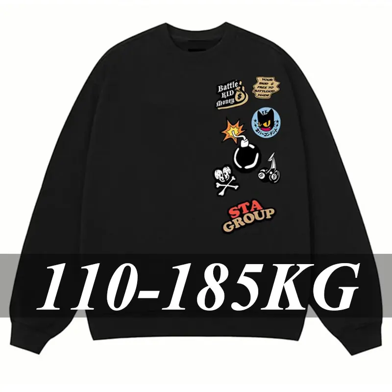 

Plus Size Men's Sweatshirts 5XL 6XL 7XL Full Cotton Autumn Winter Pullovers Long Sleeves Printed Tops Male Clothing 110kg-185kg