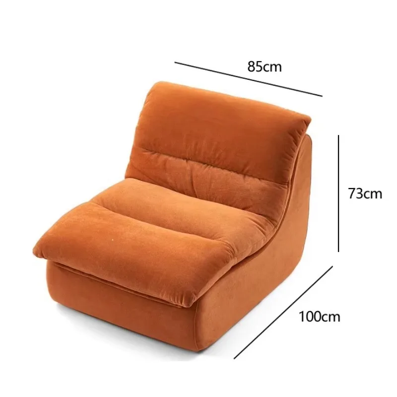 Modern Orange Velvet Compression Loveseat Vacuum Compression Lazy Sofa for Living Room Bedroom