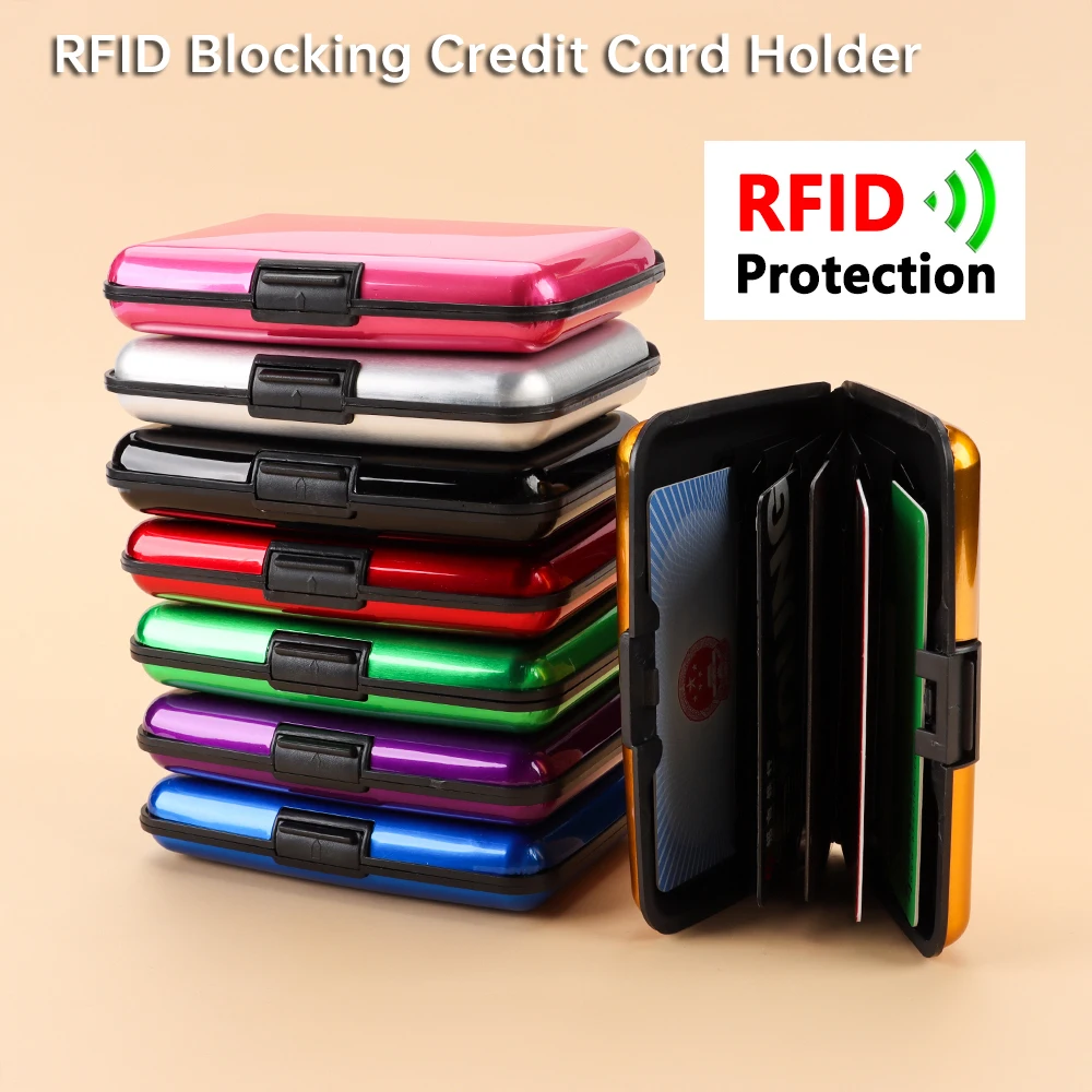 RFID حجب حامل بطاقة الائتمان عملة المحفظة الألومنيوم معدن مقاوم للماء مكافحة سرقة المحفظة حافظة بطاقات الأعمال للرجال والنساء #3