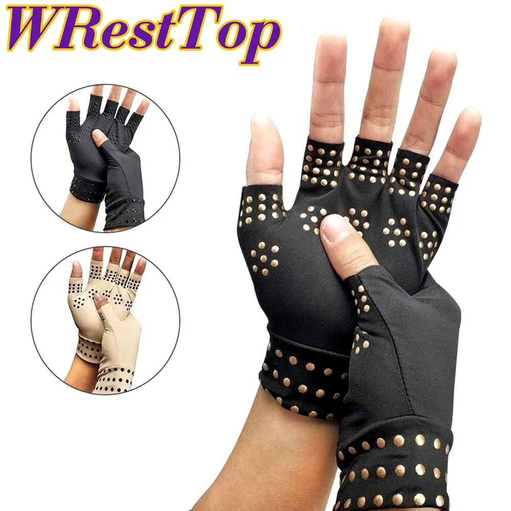 1Pair Wrist Support Gloves for Women Men, Fashion Massage Tool Dispensing Half Finger Gloves for Cycling Climbing Fitness Sports