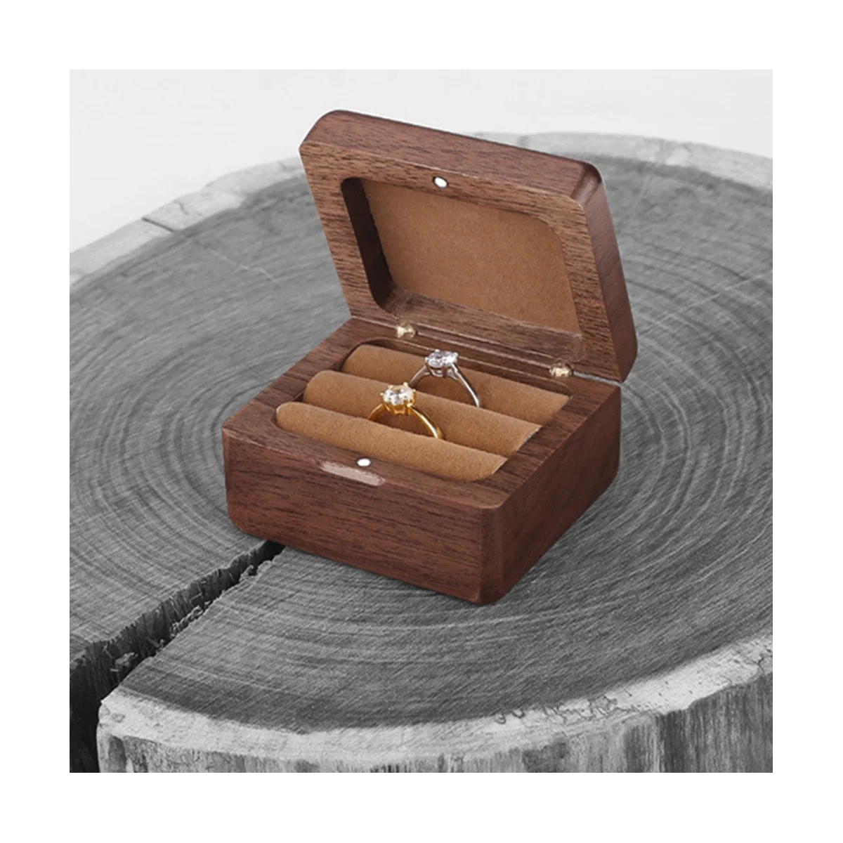 Black Walnut Wooden Portable Storage Box Solid Wood Square Ring Box Marriage Proposal Portable Storage