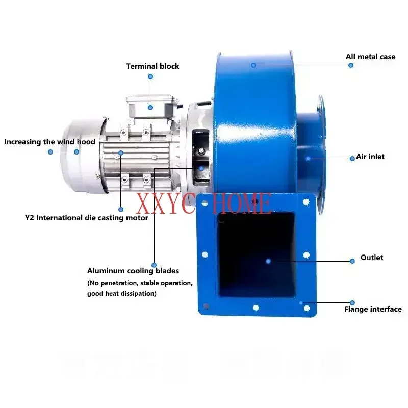 60-250W Small Induced Draft Fan High Temperature Resistance  Power Centrifugal  Industrial Smoke Exhaust Suction 220V