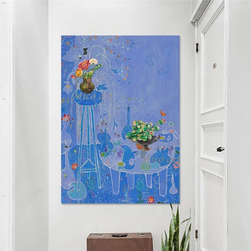 

Large Size Modern Wall Hangings,Art Canvas Roll,Acrylic Frameless Plant Texture Picture，Abstract Decor Paintings,Flowers In Vase