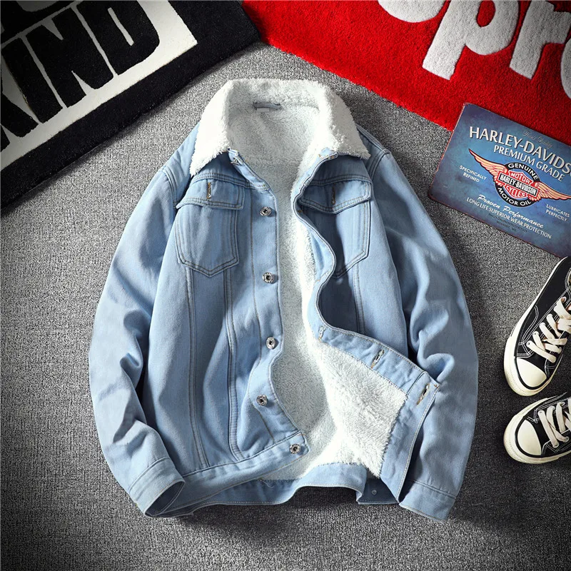 

Men's Vintage Fleece Lined Denim Jacket Winter Streetwear Long Sleeve Winter Coat with Chest Pockets, Retro Casual Tops for Men