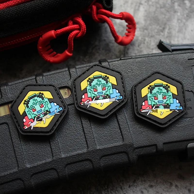 Q Version Arms 3D PVC Patches Tactical Badges for Clothing Jacket Backpacks Decoration  Appliques With Hook