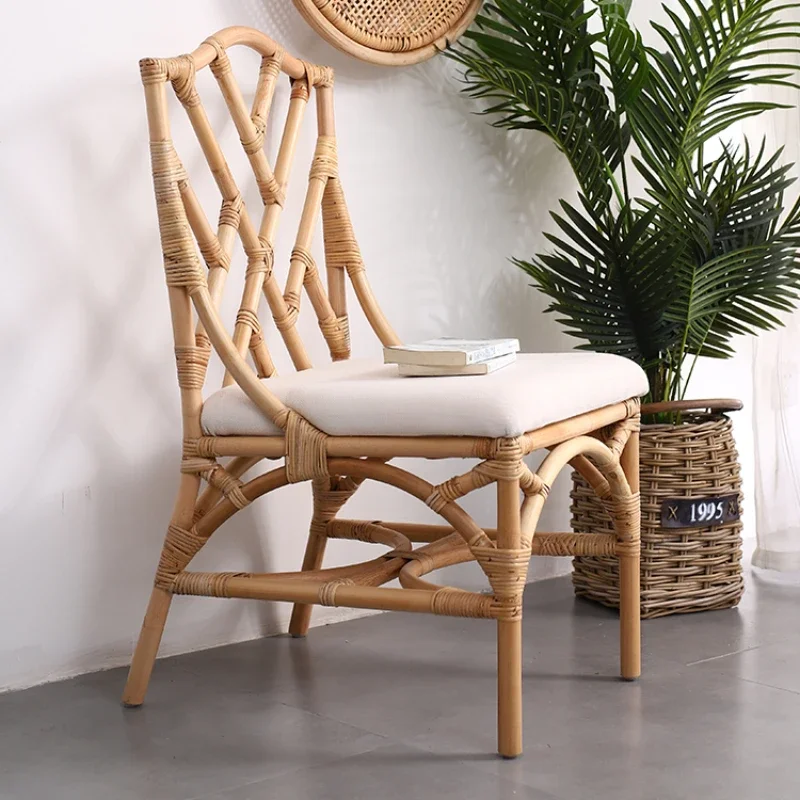 Vine backrest single  imported from Indonesia Vine  retro homestay leisure dining chair