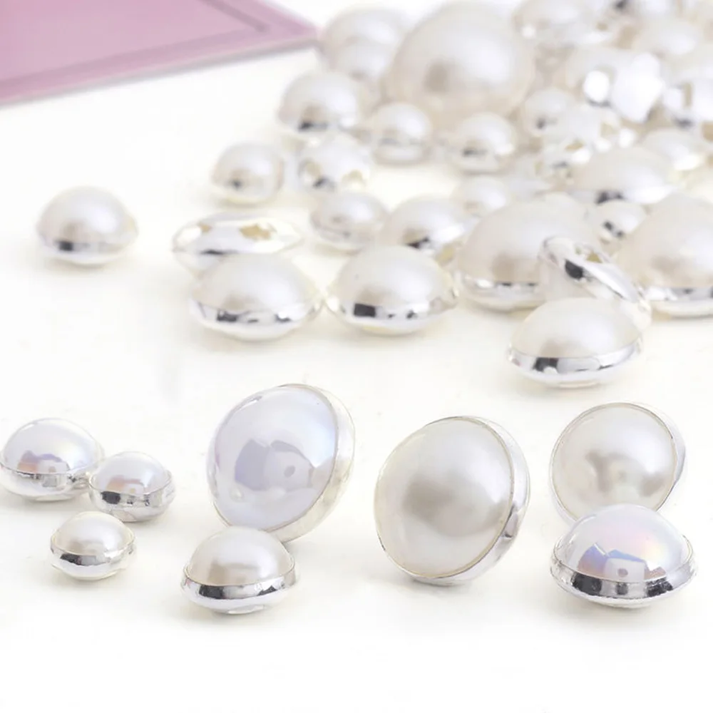 100pcs 6-12mm  ABS Pearl Round Beads Sewing Claw free wrapped pearl rim pearl glass diamond diy clothing accessories materials