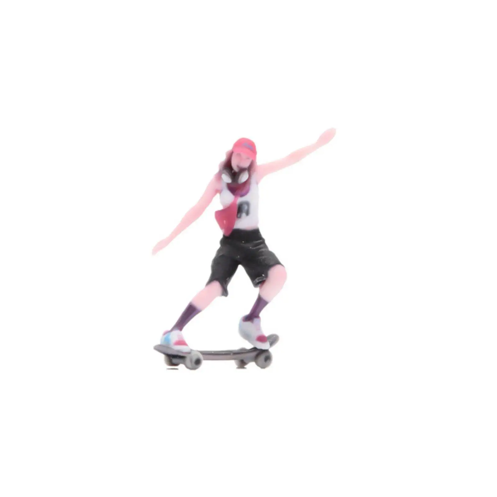 Pre Painted Skateboard Girl Model 1 64 Resin Figurine for Diecast Collection City Street Diorama Decor