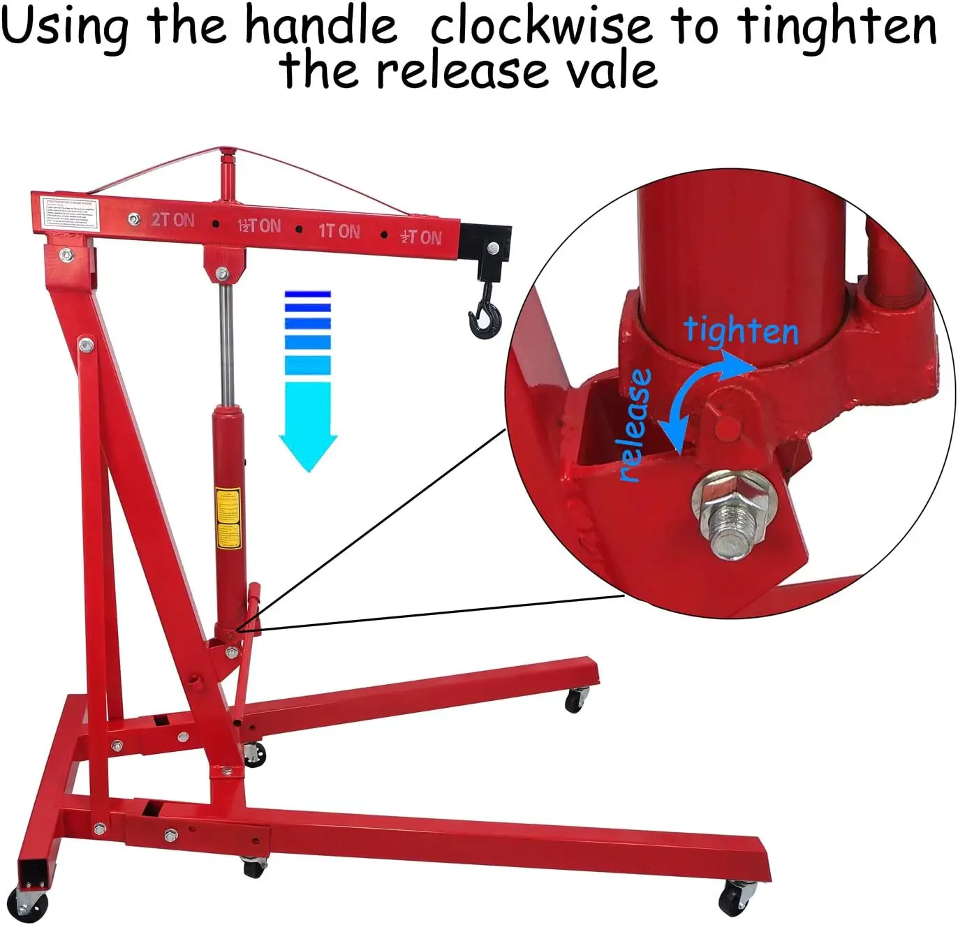 Red 4400lb Heavy Duty Engine Motor Hoist Cherry Picker Shop Crane Lift [P/N: ET-CAR-FIX005-2T-RED]