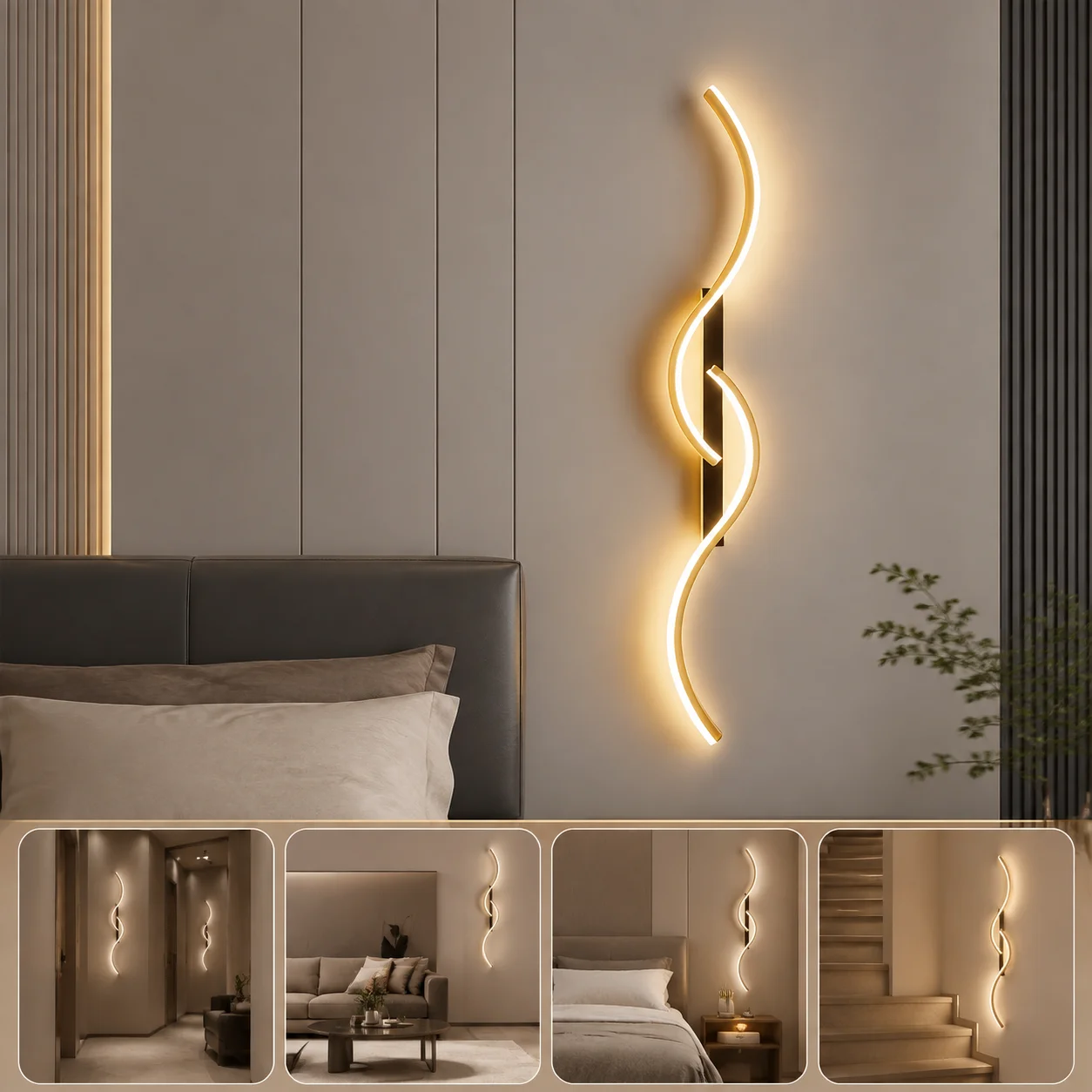 LED Wall Lamp Modern Black Gold For Living Room TV Backdrop Bedroom Headboard Stairwell Corridor Interior Decor Sconce Fest Sale